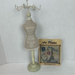 French themed decor-mannequin jewelry holder & double light switch cover